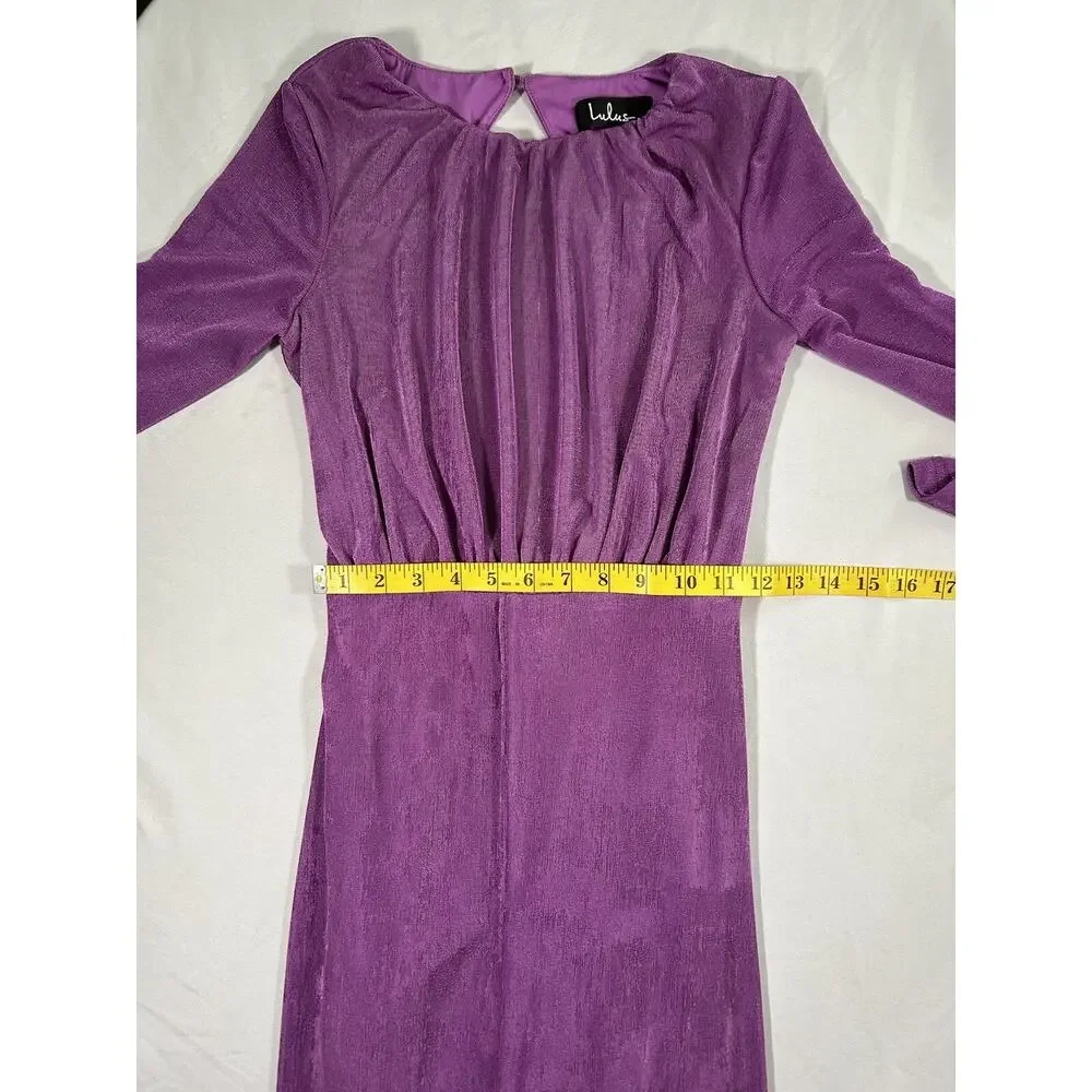 Lulus Pure Sweetness Midi Dress Womens Size XS Purple Stretch Knit Flirty Date - Picture 9 of 11